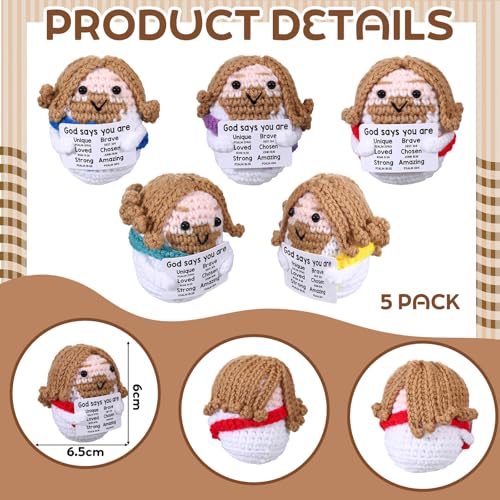 Marsui 5 Pcs 10 Pcs Crochet Dolls Jesus Figures Christian Gift, Colorful