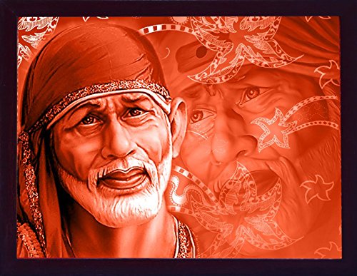 HandicraftStore SANVIKA Sai Baba Poster Frame Wall Decor, Sai Baba Photo Art Frame For Living Room Decor, Hindu Decor For Home Office, Pooja Room-9" x 12" (Sai Baba with Immersive Facial Expression)