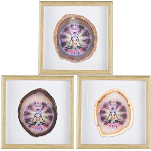 rockcloud 7 Chakra Purple Flame Agate Geode Slice Wall Art Healing Chakra