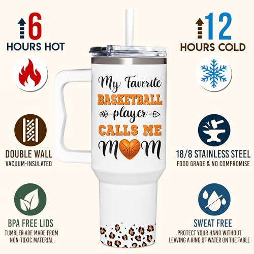 Mom Basketball Gifts for Women From Son, Daughter, Kids & Friends - Birthday & Christmas - 40oz Tumbler Basketball 1