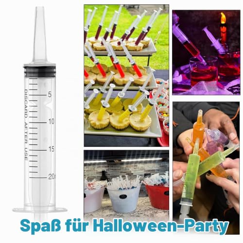 Syringes 20 ml Syringe Pack of 4 20 ml Disposable Syringes Plastic Dosing Syringe | HXC Syringe 20 ml with Cap Sterile Feed Syringe for Laboratory Animal Feeding Plant Watering Adhesive Application Halloween