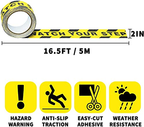 Anti Slip Traction Tape,Watch Your Step Warning Sticker,Stairs Skidproof Stickers,Wet Floor Caution, Workplace Safety Wet Floor Caution Hazard,Warning Safety Tape