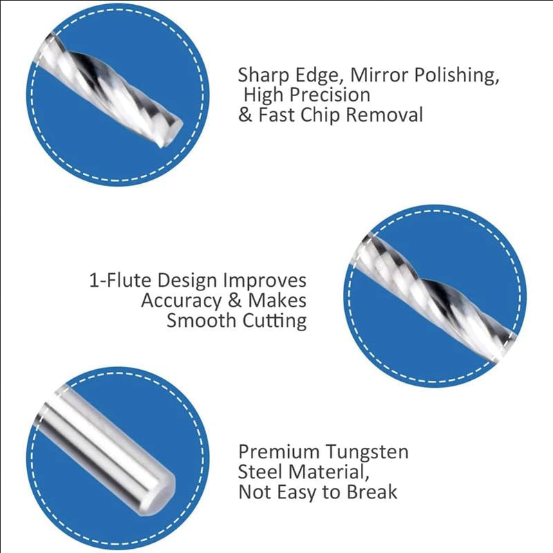 [Australia - AusPower] - TICFOX Pack of 10 Single Flute End Mill, Single End Mill Flute Carbide CNC Cutter 4 mm Shank for Wood Aluminium Steel PCB PVC Circuit Boards Acrylic Carbon Fibre 