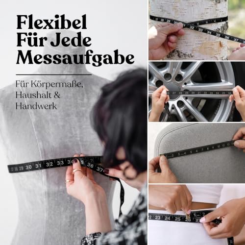 Tape Measure Body 150 cm / 60 Inch - Body Measuring Tape with cm & Inch Scale, Flexible Fibreglass Tailor Measuring Tape with Storage Box for Waist, Chest, Hips & Clothing black
