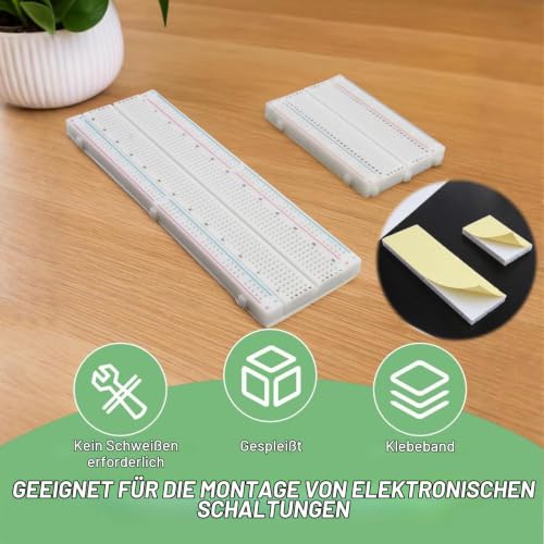 Breadboard Set, PCB Breadboards Prototype Circuit Kit Solderless 4 Pieces 400 Points, Compatible with DIY Arduino, Raspberry Pi 2/3/4/5 Projects Proto Shield Distribution - Connection Blocks 4 x 400 Punkte