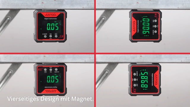 JUSTOOL Digital LCD Protractor Inclinometer Laser Angle Measuring Device Spirit Level IP54 Waterproof Level Box 4-Sided Magnetic Leveling Box Bevel Box with Type-C Charging Cable Red