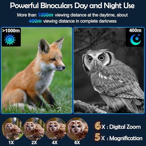 Nightiger Night Vision Binoculars High Resolution 6x5 Excellent Color Optics Built-in 6000mAh Rechargeable Batteries FHD Night Vision Goggles with Camera Night Vision Monocular Telescope Binoculars