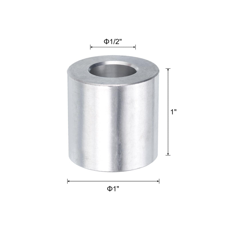 uxcell 4pcs Aluminum Spacer 1/2" Bore x 1" OD x 1" Length Screw Standoff Bushing Plain Finish Round Metal Spacer for 1/2 ID Screws Bolts and Rods (Pack of 2) 1/2" x 1" x 1" (Pack of 2)