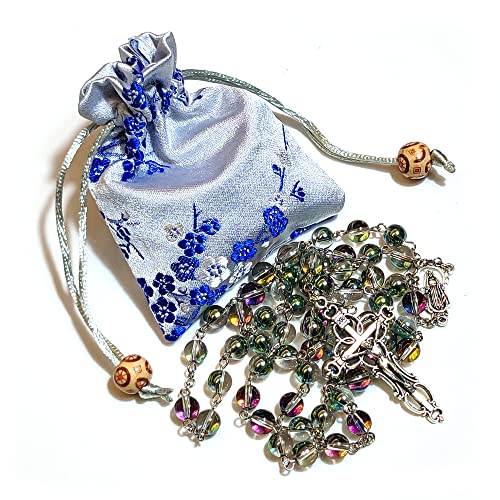 Rosary Beads Chaplet Dazzle Artificial Crystal Glass Rosery Cross Catholic gifts Multi