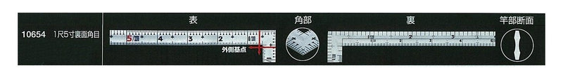 [Australia - AusPower] - Shinwa Sokutei 10654 Curb Scale, Same Thickness, Square 1.5 Inches, Masterpiece, Red Numerals, Silver 1尺5寸 
