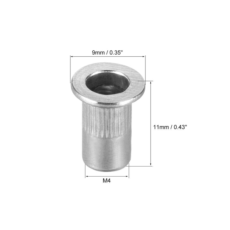 [Australia - AusPower] - uxcell M4 304 Stainless Steel Rivet Nuts Flat Head Insert 50 Pcs 
