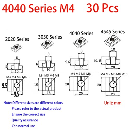 Gogailen M4 T-nuts for 4040 aluminum extrusion profiles, square hammer nuts with T-slot 8mm fit