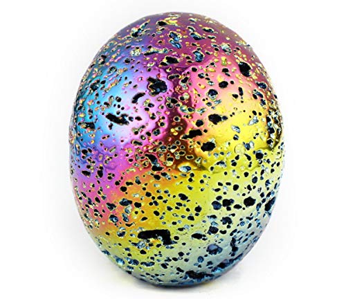 Skullis 2.0" Rainbow Aura Hot Lava Stone Crystal Skull, Hand Carved Gemstone Fine Art Sculpture, Reiki Healing Stone Statue.