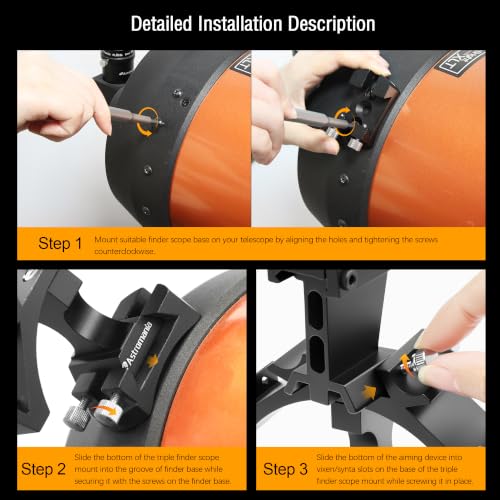 Astromania Finder Scope Mount, Finderscope Mount Bracket for Triple Finders Three Aiming Devices
