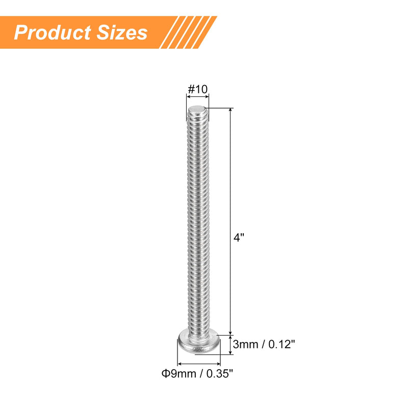 [Australia - AusPower] - uxcell #10-24x4 Pan Head Machine Screws, 304 Stainless Steel 18-8 Screw, Phillips Drive, Fully Threaded, Bright Finish, Pack of 10 #10-24x4" 