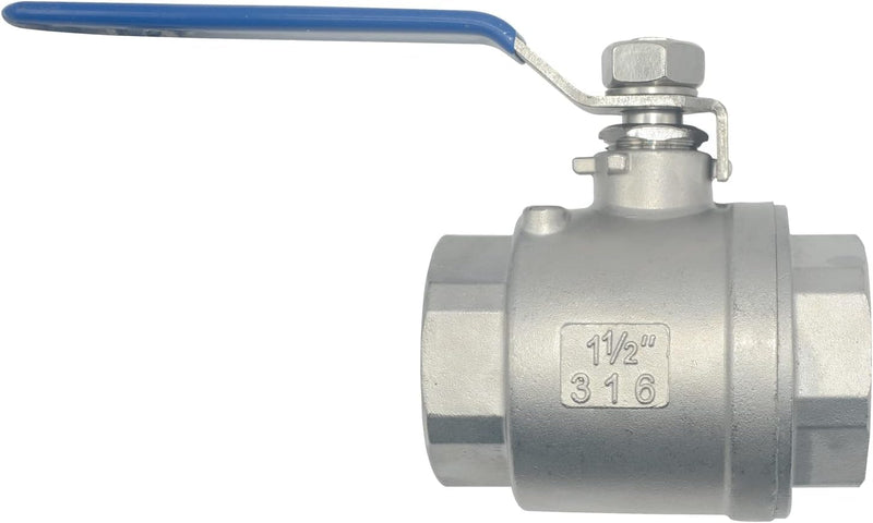 [Australia - AusPower] - Dsmpipeft1Pcs 316 Stainless Steel 1-1/2" Full Port Ball Valve with Heavy Duty Blue Vinyl Insulation Handle, NPT Female x Female Thread,1000 WOG 1.5 Inch 