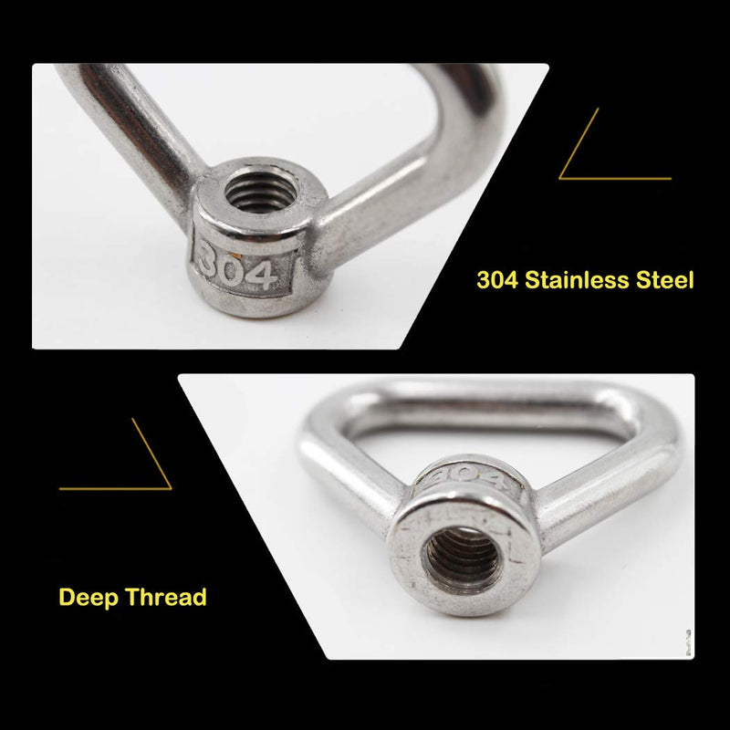 [Australia - AusPower] - 304 Stainless Steel Eye Nut M10 Triangle Ring Shape Lifting Eye Nut Set Threaded Nut Fastener 6PCS 