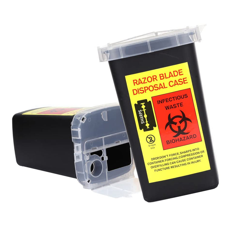 [Australia - AusPower] - 2 Pack Sharps Container Blade Disposal Containers Tattoo Syringe Needle Trash Can Case Barber Razor Storage Dispenser Biohazard Infectious Waste Case for Home Professional Use (2PCS) 2PCS 
