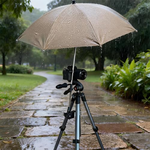 Tripod Umbrella with 360° Clamp, All-Weather Studio & Outdoor Photography, Filming, Observation (White) White