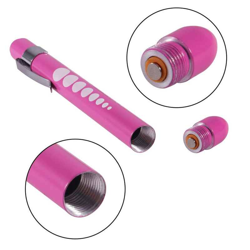 [Australia - AusPower] - Aokin Pen Light with Pupil Gauge, Reusable LED Penlight Medical for Doctor Nurse Diagnostic etc, White Light, 2 Pcs Rose 
