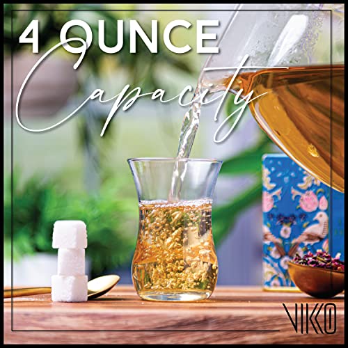 Vikko Teacups, Turkish Tea Glasses, Set of 12 Authentic Turkish Tea Cups, 4 Ounce Tea Glass