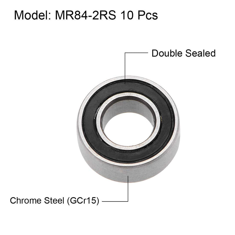 [Australia - AusPower] - uxcell MR84-2RS Deep Groove Ball Bearings 4mm Inner Dia 8mm OD 3mm Bore Double Sealed Chrome Steel Z2 10pcs 4mmx8mmx3mm 