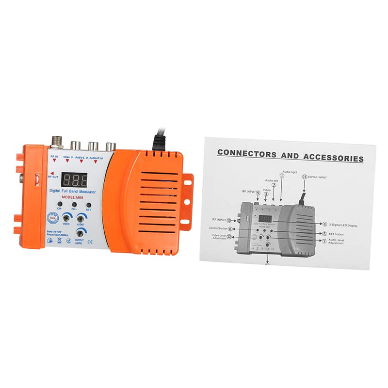 [Australia - AusPower] - Modulator RF Converter, Weytoll Compact RF Modulator, Audio Video TV Converter, Demodulator Adapter w/Antenna in/Out & Channel Switch RHF UHF Signal Amplifier AC120V 