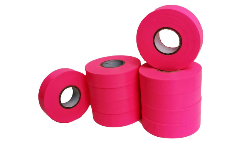 Flagging Tape， Survey Ribbon for Boundaries and Hazardous Areas Non-Adhesive Surveyor Tape with 1" Width, 150' Length -15F Temperature Resistance at Summer(Pack of 10) (Pink) Pink