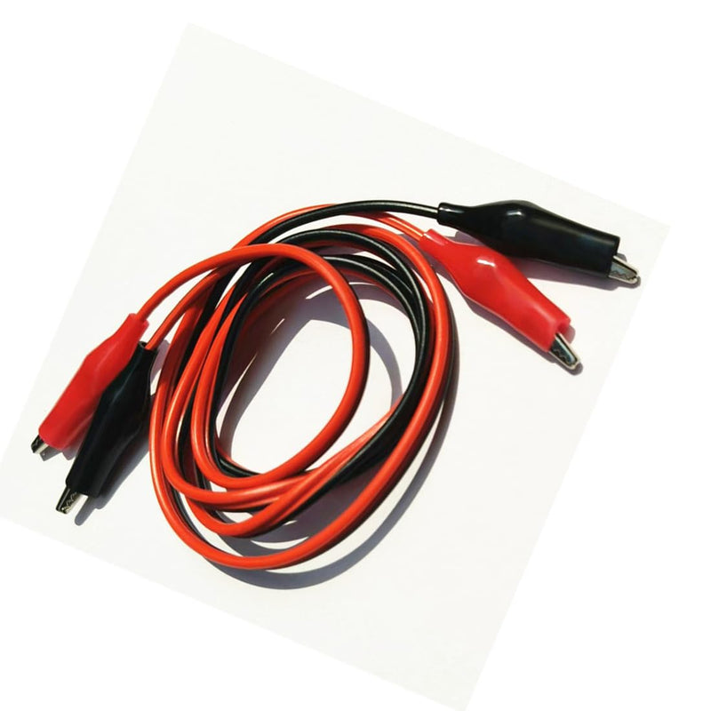 [Australia - AusPower] - 5 Pairs Alligator Clips with Wires Test Cable Red-Black Wire Adhesive Design 100cm/39.4inches Long 