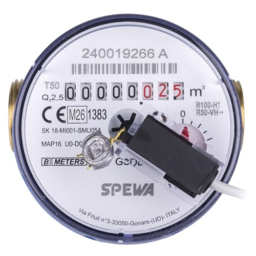 SPEWA Water Meter Q3 = 2.5 Length 80 mm with Pulse Output 1 Litre GSD 8 Cold Water, Calibrated 2026