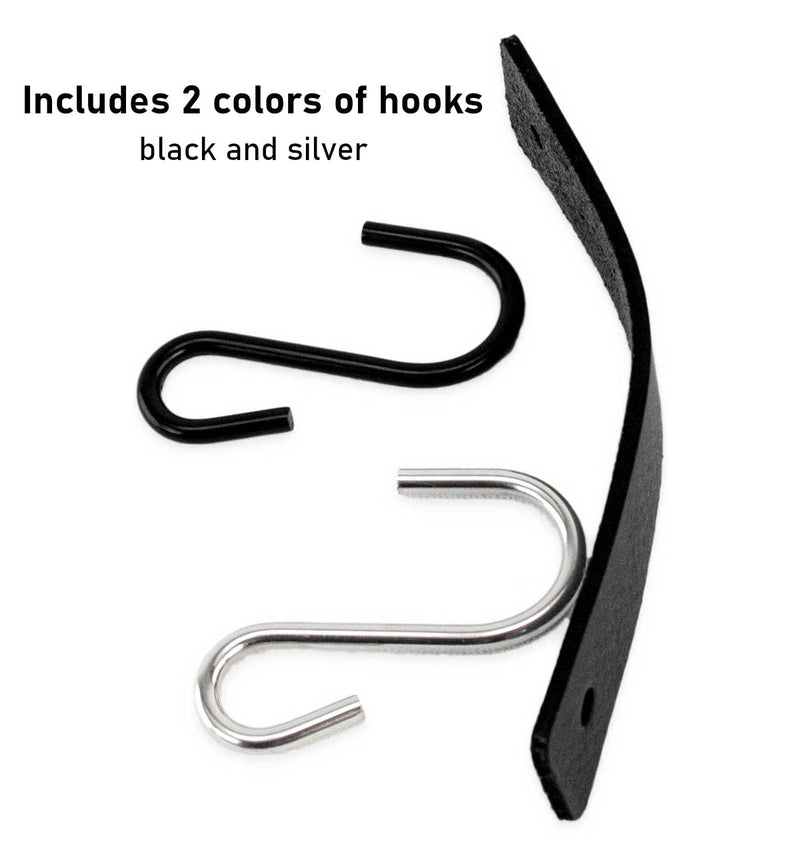 [Australia - AusPower] - Brute Strength - Multifunctional Leather S-Hooks - Black - 2 pieces - S Shaped Hooks - Coat Hook - Leather hooks - Leather s hooks - Black s hooks - kitchen hooks 