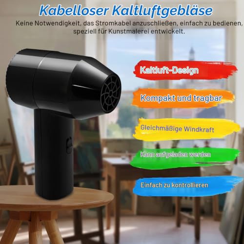 Noiseless, paint dryer, colors, quick-drying drawing tools | With USB charger, dry blower for artists, paint dryer for students of art school
