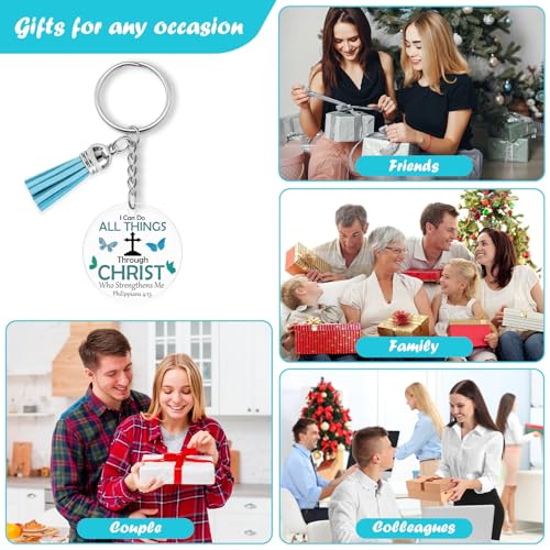 Christian Gifts for Women Men Inspirational Gift Acrylic Keyring Religious Spiritual Gift for Friends Daughter Son Sister Colleague Christian Faith Gifts Keychain Easter Prayer Christmas Graduation