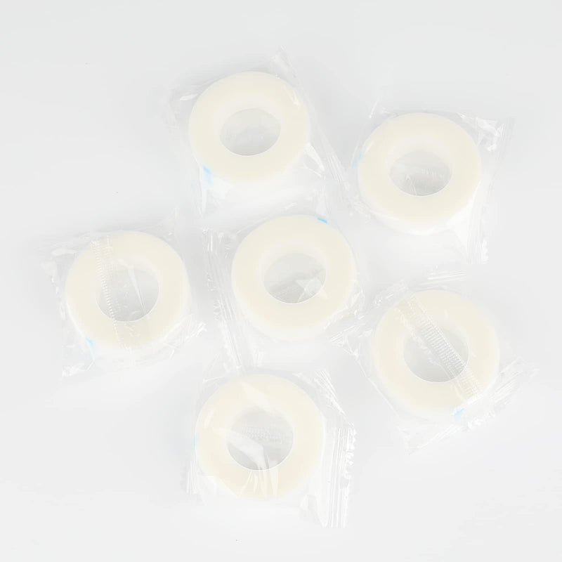 [Australia - AusPower] - G2PLUS 6 Rolls PE Micropore Medical Tape Roll, 1/2'' x 59 Yards Lash Tape, Eyelash Tape for Eyelash Extensions, Wound, Sensitive Skin - Individual Package (Transparent) Transparent 6 Count (Pack of 1) 