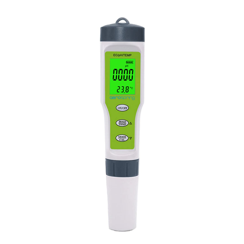 [Australia - AusPower] - 3-in-1 Waterproof Multifunction Digital Meter, Measures Electrical Conductivity (EC), pH and Temperature Functions Specially Designed for Hydroponic Systems 