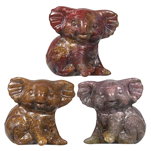 mookaitedecor Healing Koala Crystal Stone Statue for Home Decor #06-green & Red