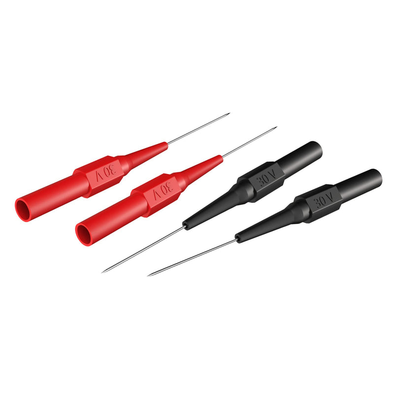 Automotive Industry Back Sample Pins, Red & Black, Pack of 4 | Durchsteck-Messspitzen für Multimeter, 4mm Buchse, 0.7mm Puncture Probe Nadel, 30V/10A, Für kleine IC Pins Elektronikprüfung Red-and-black 4 Stück