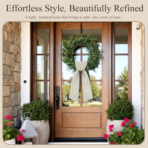 8 Pcs Linen Wreath Sash for Front Door, Embroidery Blank Wreath Sashes, Burlap Sash Ribbons Accessories for Flower Bouquet Party Garlands Yard Doorway Wedding Xmas Decor, 4.9 x 57 Inches Burlap-8pcs