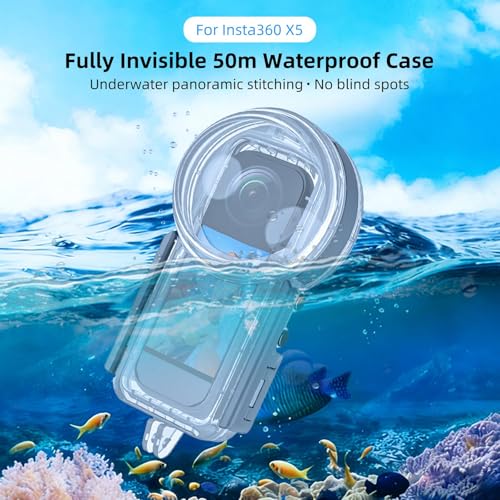 PULUZ Invisible Dive Case for Insta360 X5, 50m/164ft Underwater Waterproof Housing Cover Protective PC Sealed Shell Insta 360 X5 Photography Housings with Bracket Camera Accessories Insta360 X5 Invisible