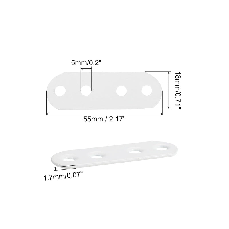 [Australia - AusPower] - uxcell 10Pcs Flat Straight Brackets, 55x5mm Iron Brace Plate for Wood Furniture Mending Repairing, White 10 