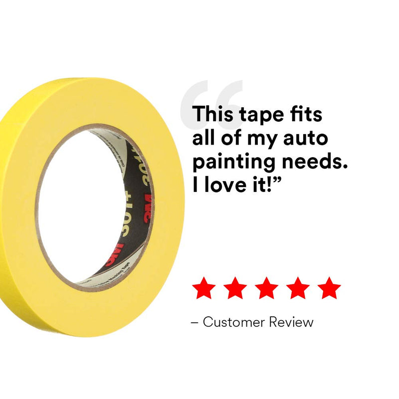3M 301+ High Performance Masking Tape, Yellow, 18 mm x 55 m - High Performance Holding and Masking Tape for Automotive, Specialty Vehicle and Industrial Markets (Pack of 1) 55 Meters 0.70 Inches
