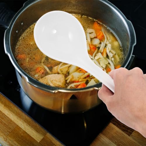 Porcelain Soup Ladle 10.2 Inch Large Bone China Chinese Soup Spoon Dishwasher and Microwave Safe for Pho Ramen Cooking and Serving