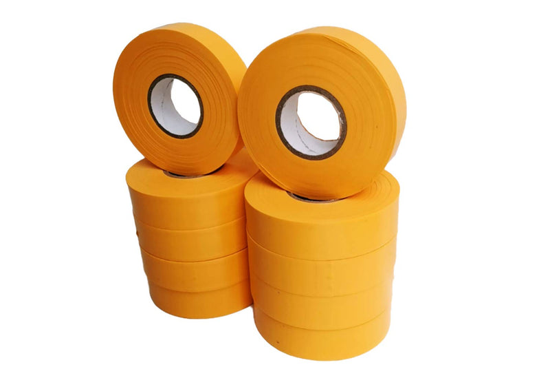 Flagging Tape， Survey Ribbon for Boundaries and Hazardous Areas Non-Adhesive Surveyor Tape with 1" Width, 150' Length -15F Temperature Resistance at Summer(Pack of 10) (Yellow) Yellow