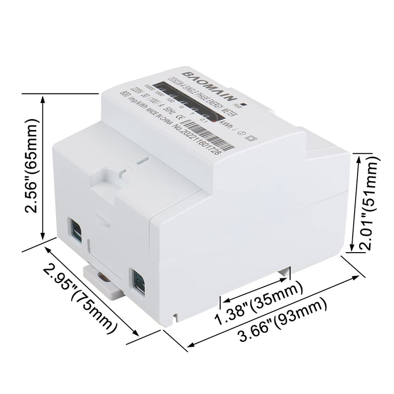 Baomain DDS238-4 DIN Rail Single Phase Kilowatt Hour kwh Meter 220V 30A (100A) Wheel Counter Electricity Meter for AC Systems
