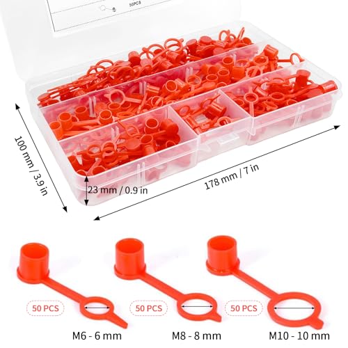 Pack of 150 Grease Nipple Protective Cap Grease Nipple Assortment M6 M8 M10 Protective Caps for Grease Nipples with Storage Box Grease Nipple Cap for Most Car Motorcycle