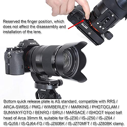 iShoot Lens Collar Tripod Mount Ring Support Bracket Holder for Sony FE 24-240mm f/3.5-6.3 OSS, 24-105mm f/4 G OSS, 16-35mm f/2.8 GM, 24-70mm f/2.8 GM, 35mm f/1.4 ZA, 50mm f/1.4 ZA, 85mm f/1.4 GM