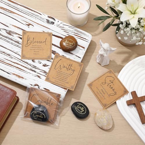 Geelin 4 Sets Scripture Stones with Bible Verse Engraved Rocks,Classic Classic