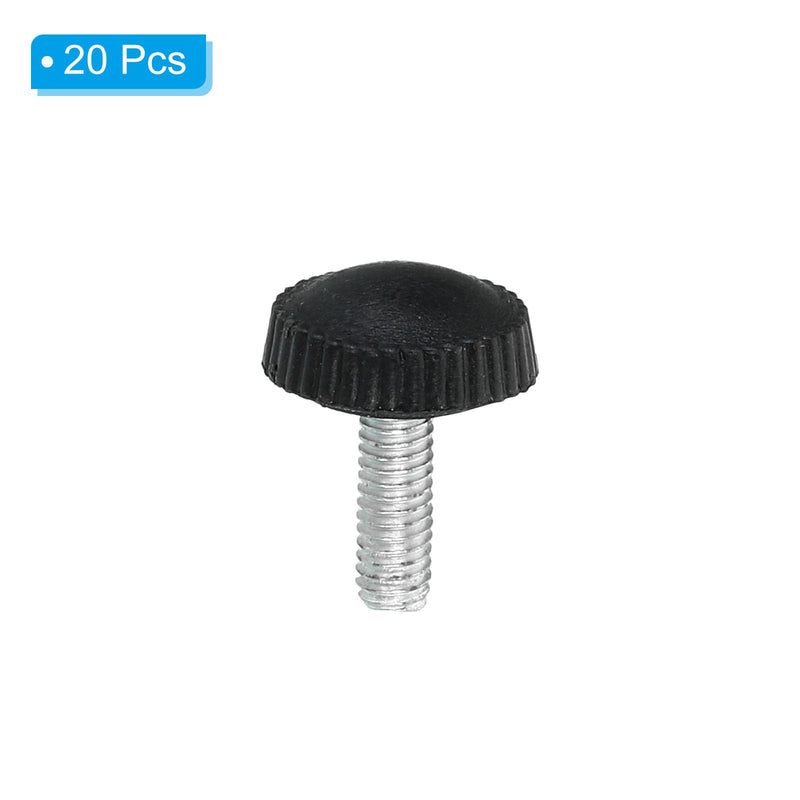 [Australia - AusPower] - PATIKIL M4x12mm Knurled Thumb Screws, 20 Pack Male Thread Round Clamping Screws Knobs Hand Grip Bolts Mounting Fasteners for Lighting Furniture Hardware Black 