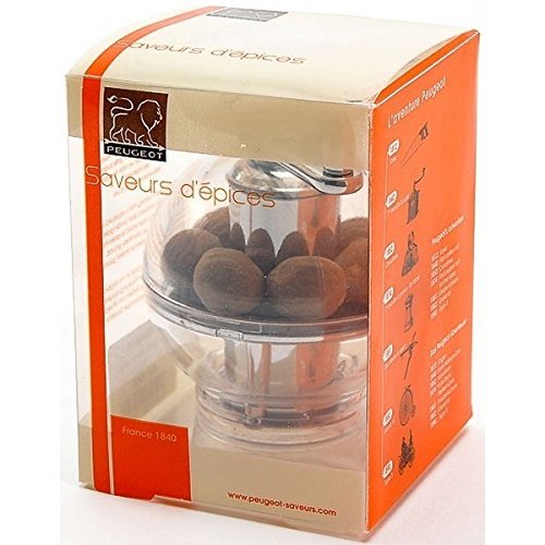 PEUGEOT - Tidore 11 cm Nutmeg Grinder - with Storage Compartment - Acrylic - Made in France - Transparent Colour