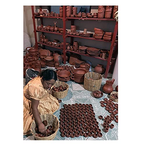 Red Clay Mezcal Copitas - Handmade in Oaxaca, Mexico - Pack of 4 (Wide Mouth - Shallow) Wide Mouth - Shallow